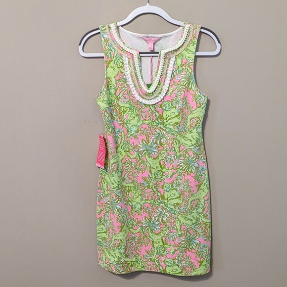 Lilly Pulitzer NWT Harper Shift Dress Pelican Pink Pop Up Chimply Chic Size XS - Picture 3 of 12